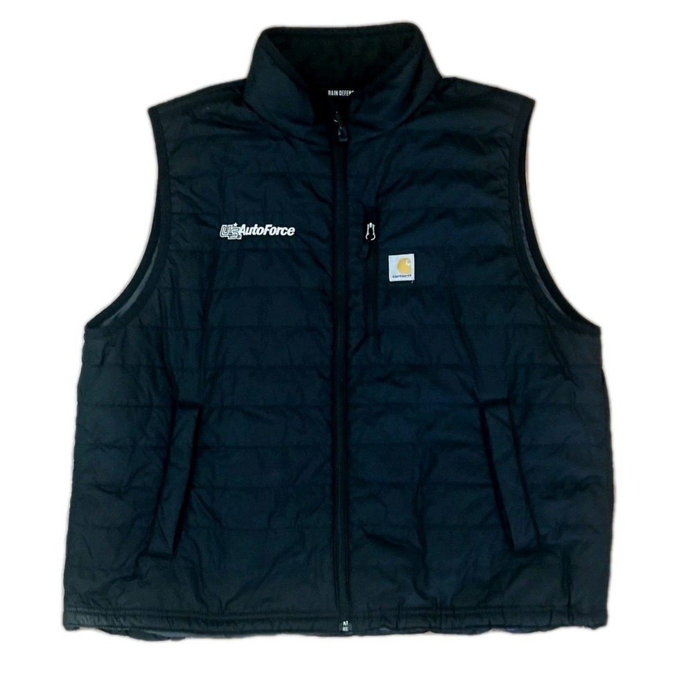 Carhartt Puffer Vest Rain Defender Mens 2XL Black Full Zip Up Relaxed *Logo